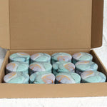 boîtes rondes marbrées violet bleu rose modernes 2.2oz 4oz 1.81inch 2.91inch graine pin savon
