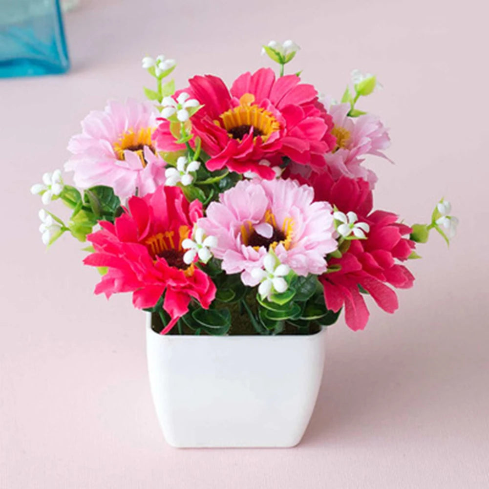 décoration extérieure bouquet fleurs artificielles rose blanche violette ornement jardin moderne minimaliste exposition fête
