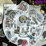 autocollants stickers végétaux fleurs feuilles oiseaux horloges mandalas papillons vintage romantique adhésifs