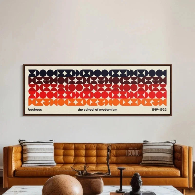 affiche moderne bauhaus géométrique abstraite orange rouge noir blanc salon chambre sans cadre toile