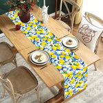 table table jaune bleu motif citron feuilles méditerranéen mariage anniversaire enfant festif