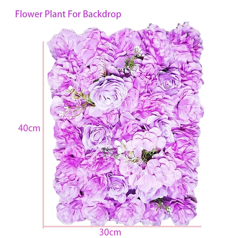 décoration murale panneau roses violette fleurs artificielles intérieur anniversaire mariage