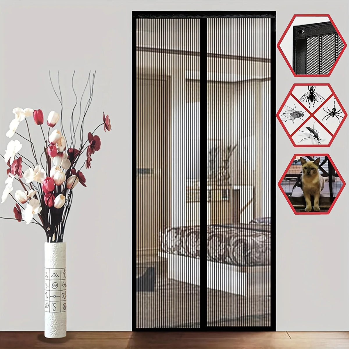 rideau moustiquaire noir maille fine 100cm 210cm moderne porte protection anti moustiques