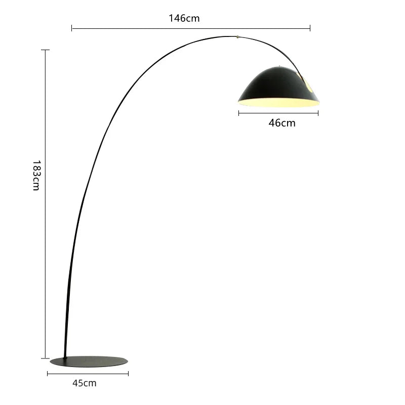 lampe arc noir moderne fer base solide éclairage salon chambre simple assembly led touch