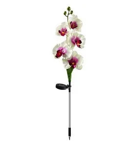 fleurs artificielles orchidées blanc rose bleu moderne décoratifextérieur tringle métallique socle noir