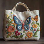 sac main brodé papillons fleurs boho chic poignées cuir opaque multicolore coton artisanal