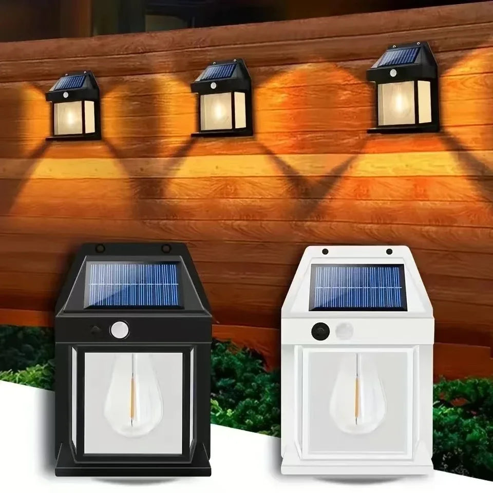 lampe solaire murale transparente moderne détecteur mouvement noir led étanche ip65extérieur patio