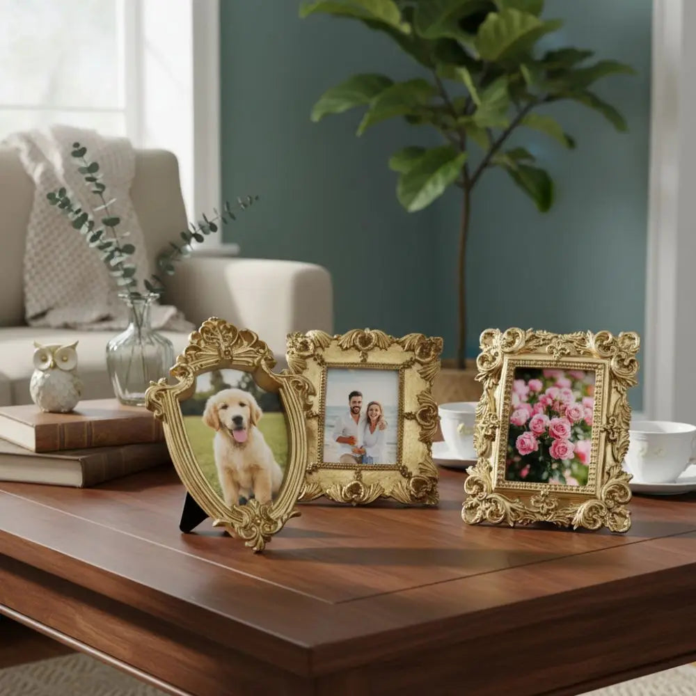 cadres photo or relief floral baroque vintage orné posable accrochable