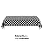 nappe table course auto carreaux noir blanc rouge fête anniversaire enfants opalescente imitation route
