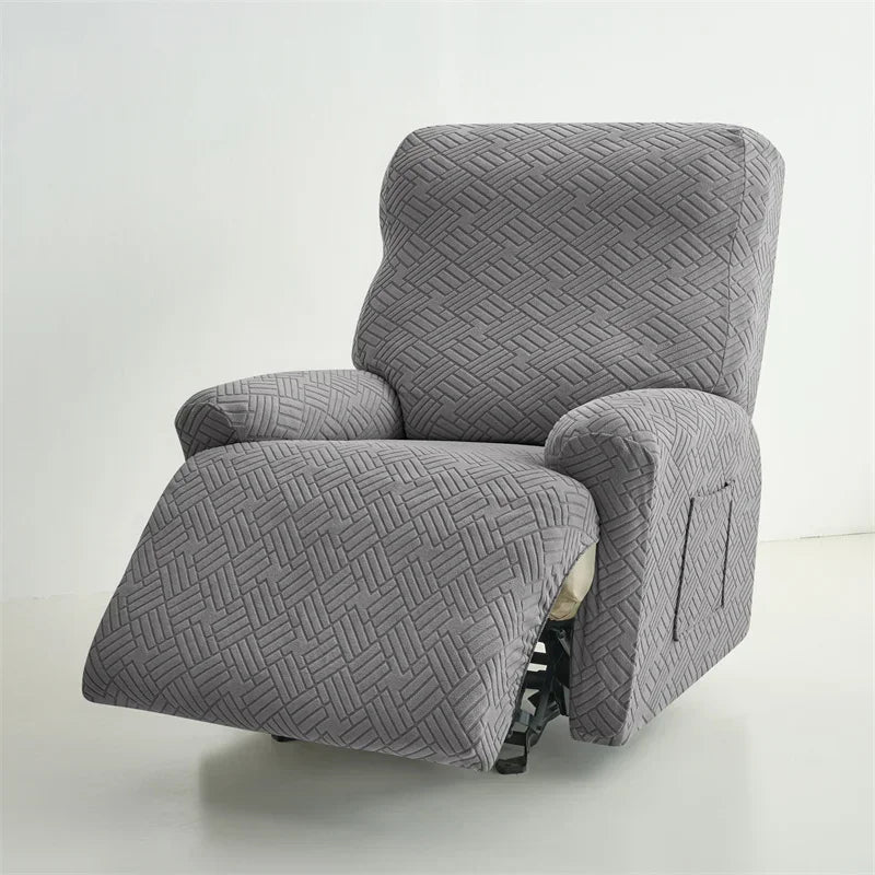 housse fauteuil inclinable beige gris rayures diagonales moderne poche lavable machine