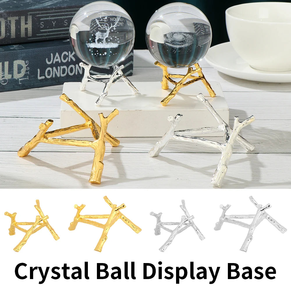 base présentation boule cristal or argent branches stylisées moderne decoration maison