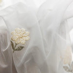 rideaux tulle floral transparents pastoral chambre salon decoration fleurs feuilles feston blanc vert jamais