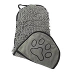 serviette bain chien chenille pattes imprimées grise bleue blanche confortable pratique