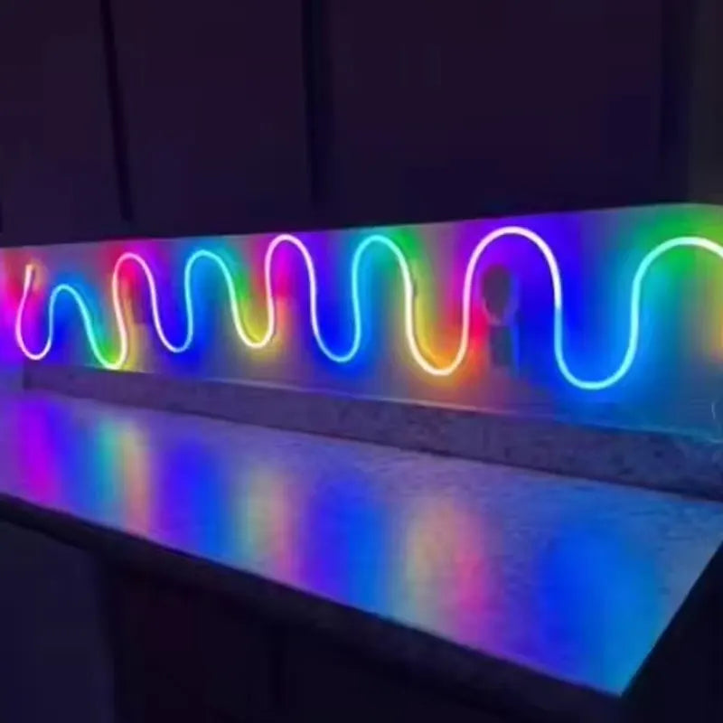 ruban led néon multicolore moderne ligne ondulée clips étanches 10m 15m 20m 5m bluetooth