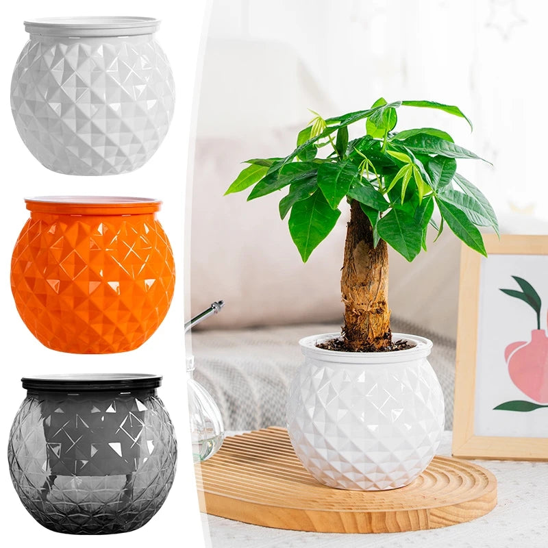 pot plante moderne blanc orange gris triangles géométriques absorbant eau fleur verteintérieur maisonadulteunisexe