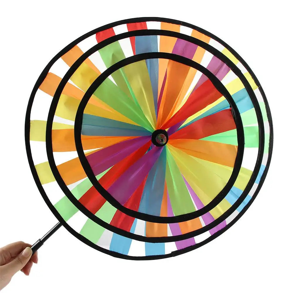 roue vent multicolore moderne rayures diagonales tringle extérieur jardin decoration