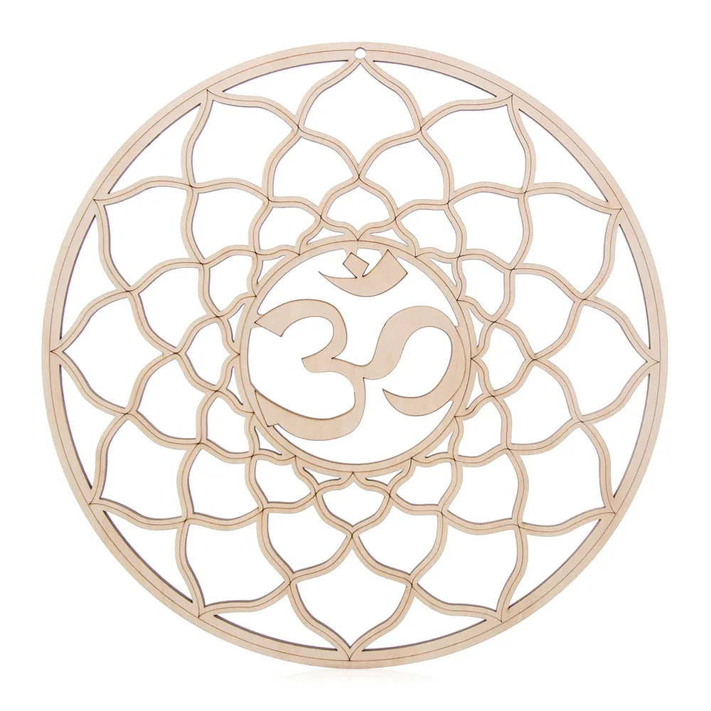 coasters bois clair gravure circulaire fleur vie om lotus minimaliste 14cm 30cm