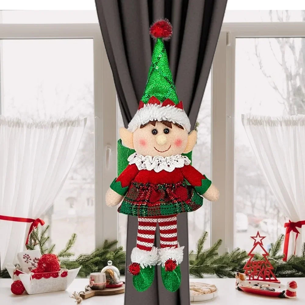 décoration noël poupée elfe rouge vert pompons coton traditionnelle festive chambre enfants