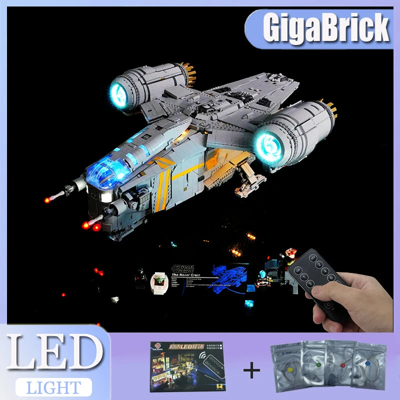 éclairage led diy vaisseau spatial gris bleu jaune details metalliques sci fi moderne box