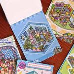 stickers muraux 3d animés enfants rose bleu vert personnages meubles adhésifs chambre transparents
