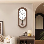 horloge murale moderne quartz balançoire silencieuse bois blanc marron aiguille batterie piles