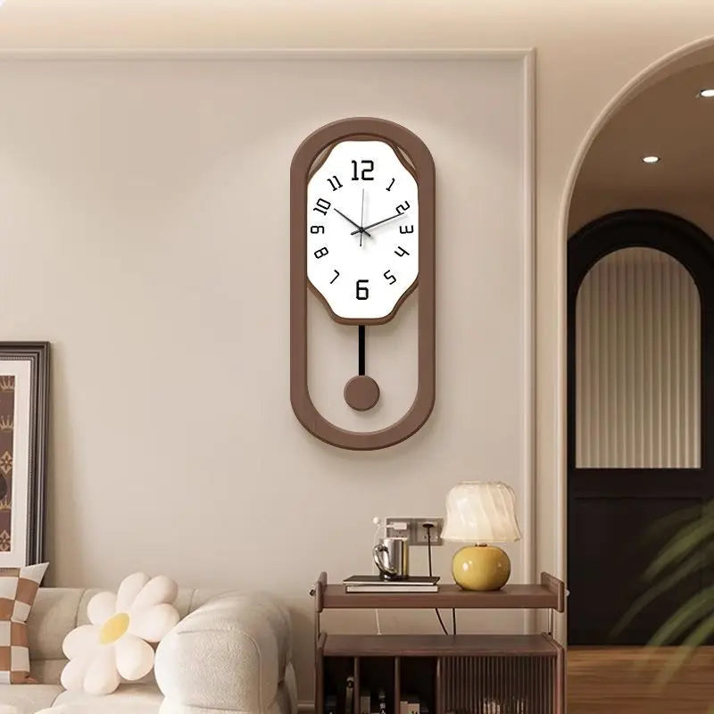 horloge murale moderne quartz balançoire silencieuse bois blanc marron aiguille batterie piles