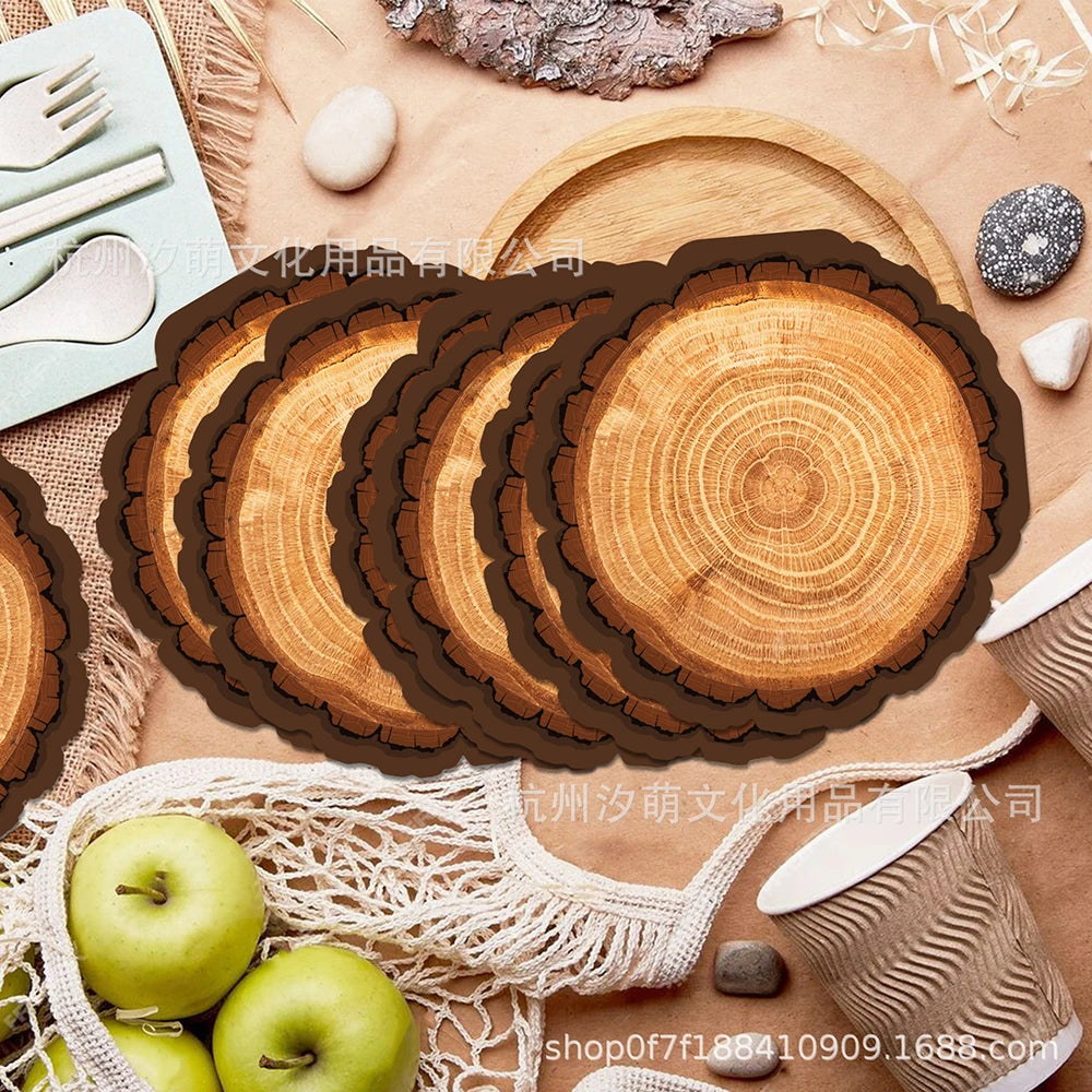 serviettes jetables papier texture arbre marron clair anniversaire décoration naturelle festive camping enfants