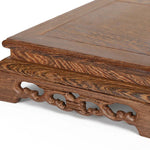 support décoratif bois sculpté motifs floraux marron foncé artisanal traditionnel