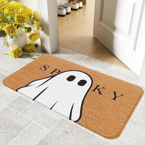 tapis d'entrée halloween citrouille fantôme décor maison orange noir tapis sol antidérapant
