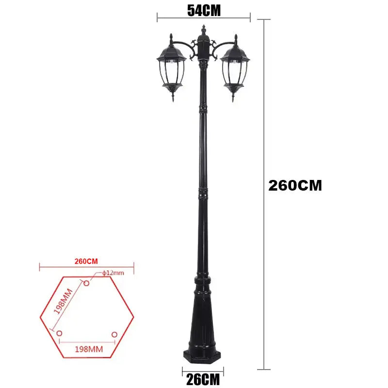 lampe rue dorée élégante classique extérieure ip65 led têtes 260cm aluminium moderne