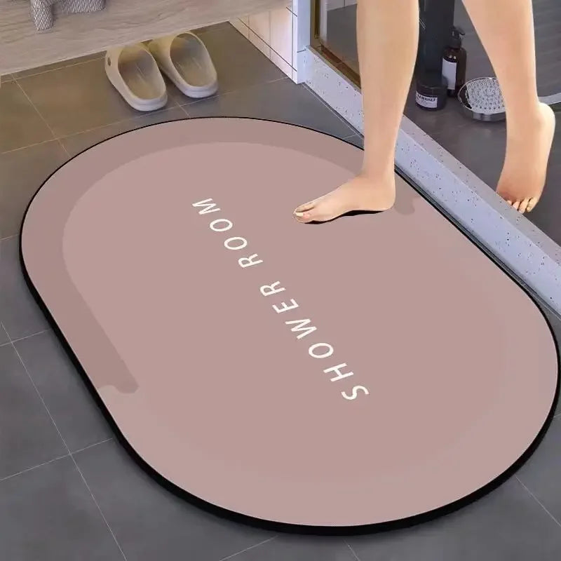 tapis bain antidérapant absorbant rapide bleu gris motif pieds moderne