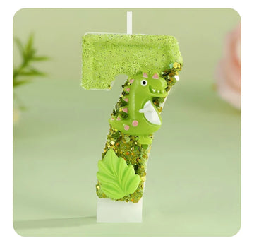 bougies chiffres glitter anniversaire dinosaure créatives opaques clips vert clair thèmes animaux