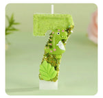bougies chiffres glitter anniversaire dinosaure créatives opaques clips vert clair thèmes animaux
