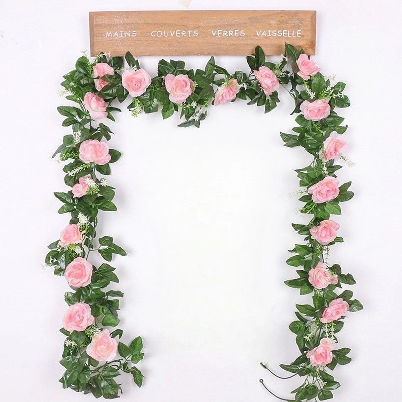guirlande florale artificielle rose blanc mariage anniversaire baby shower décoration romantiqueintérieur