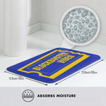 tapis sol antidérapant imperméable coton polyester bleu foncé jaune motif blockbuster video rétro duveteux