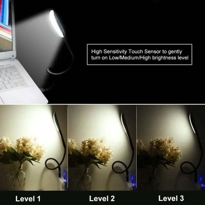 lampe usb flexible éclairage rgb blanc rose bleu turquoise moderne minimaliste trois intensités basse