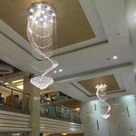 lustre suspension cristal transparent moderne éclairage escalier salon hall maison luxe