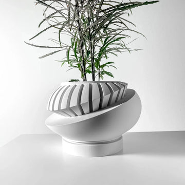cache pot moderne blanc rayures horizontales décoration intérieur plante pot biodégradable minimaliste