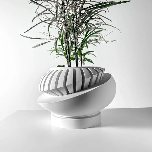 cache pot moderne blanc rayures horizontales décoration intérieur plante pot biodégradable minimaliste