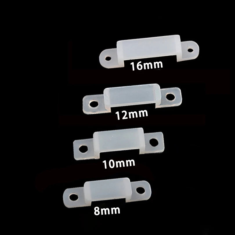 supports fixation ruban led transparent 8mm 10mm 12mm 16mm trou latéral pratique robuste étanche