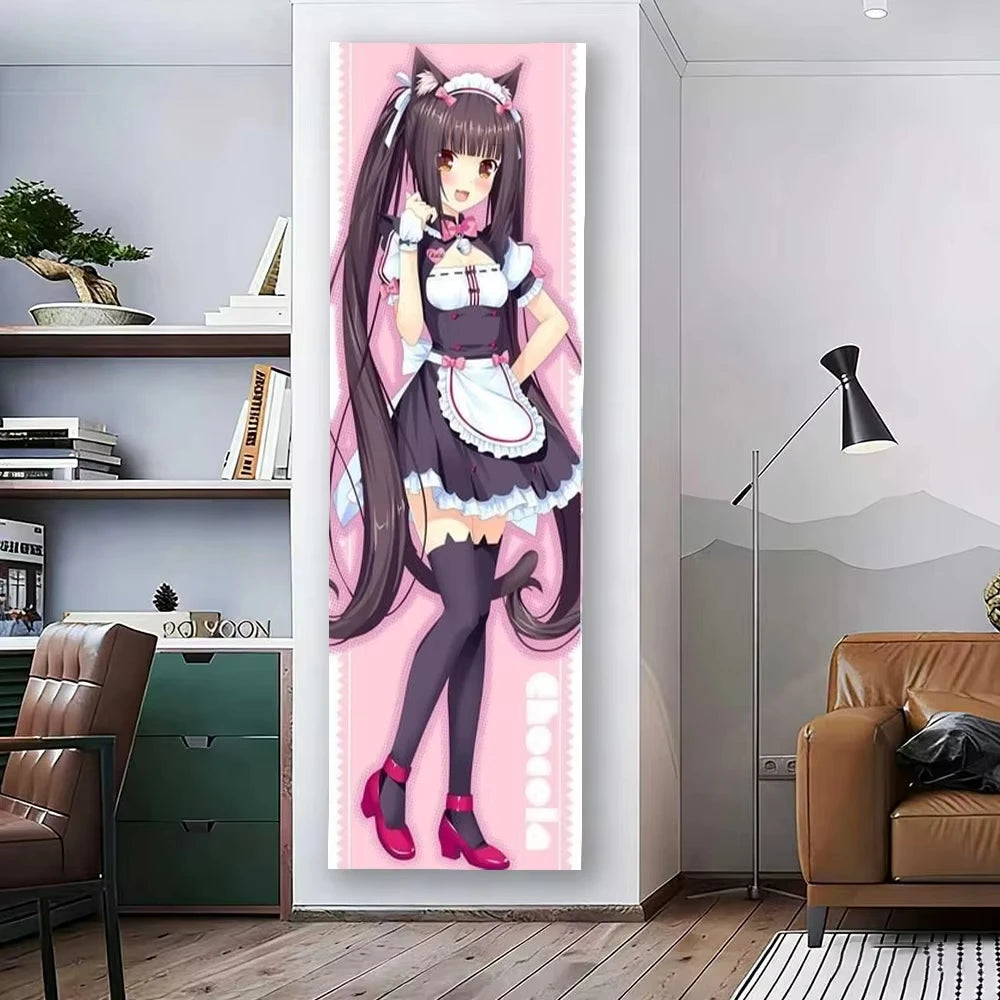 Poster mural anime rose noir illustration servante kawaii décoration chambre ado sérigraphié machine