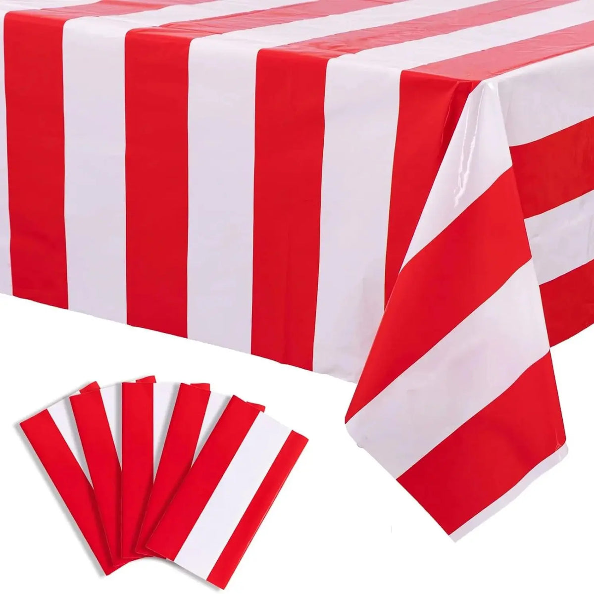 nappe rayée rouge blanche festives occasions tables serviettes décorations anniversaire fêtes