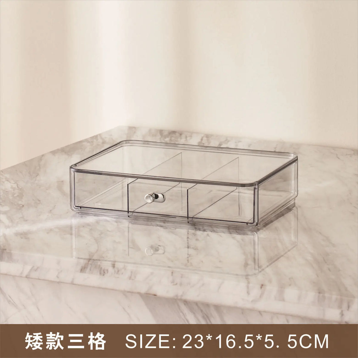 boîte maquillage transparent moderne poignées métalliques pince brosse cosmétiques grande capacité anti poussière