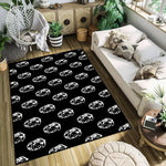 tapis oriental rayé astronautes noir blanc moderne antidérapant polyester adultes chambre salon