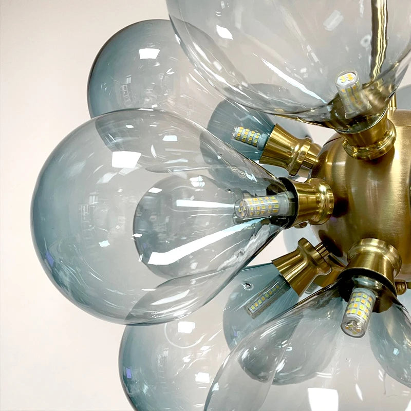suspension lumineuse moderne boules translucides couleur vert blanc jaune rose gris clair salle bain