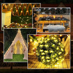 guirlande lumineuse solaire dorée fil cuivre led moderne noël jardin décoration festive 7m 12m