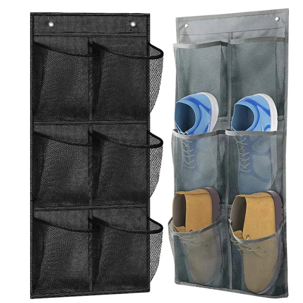 organisateur suspendu multi poches utilitaire gris noir maille semi transparent métalliques rangement chambre