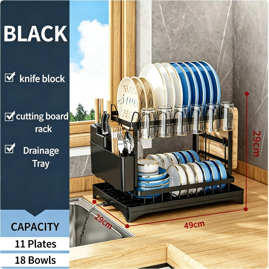 rangements vaisselle acier inoxydable noir moderne multiple uses transparents plateaux