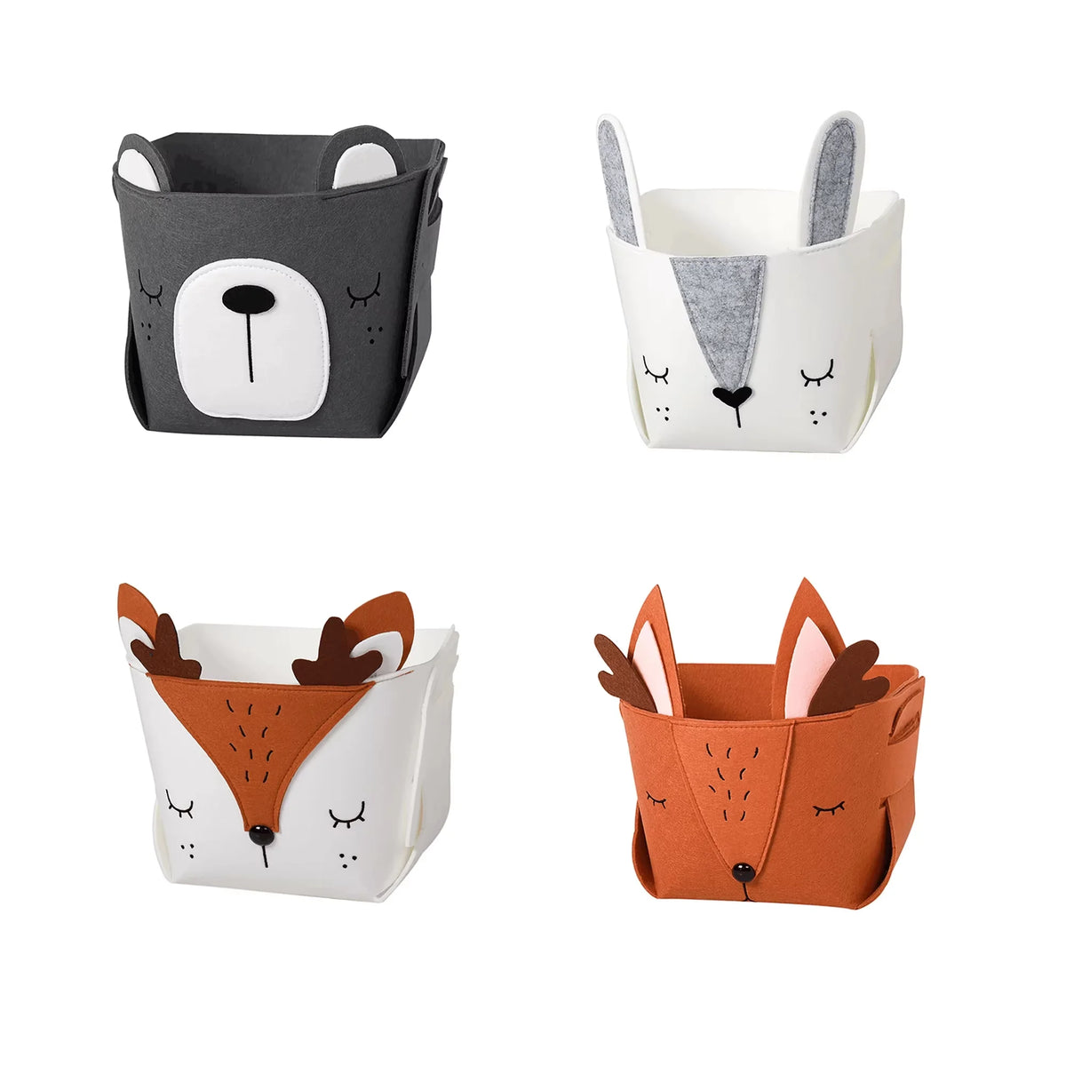 panier rangement pliable coton bio animal mignon blanc moderne jouets enfants