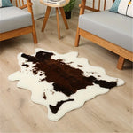 tapis blanc marron imitation peau animal naturel moderne imperméable antidérapant